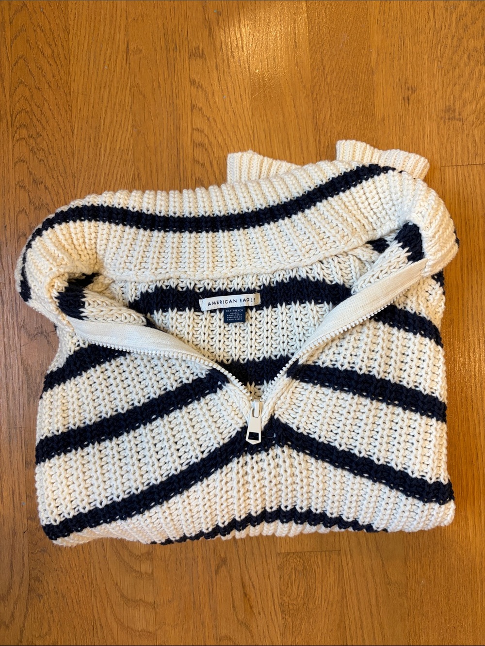 American Eagle Striped Quarter-Zip Sweater